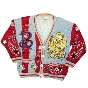 Vintage 90s NO! Jeans “Bandana Blues” Western Knit Cardigan